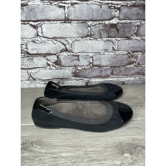 Vionic Spark Tiegan Black Suede Leather Patent Toe Ballet Flats Women Sz 9.5M US - Picture 2 of 16